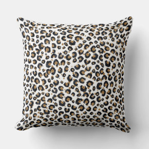 Skriv ut elegant Guld Glitter Black Leopard Animal Kudde