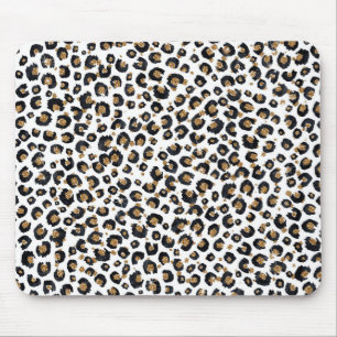 Skriv ut elegant Guld Glitter Black Leopard Animal Musmatta