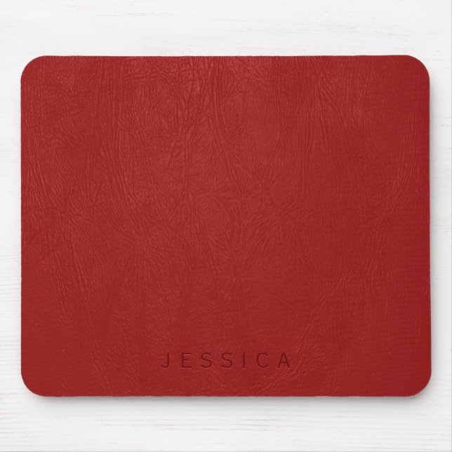 Skriv ut elegant Red Leather Struktur Musmatta (Framsidan)