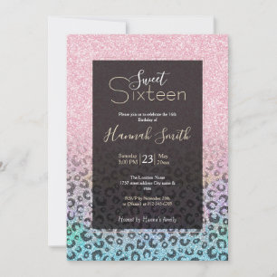 Skriv ut elegant Ro Guld i öster Glitter Leopard Inbjudningar
