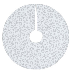 Skriv ut elegant White Silver Glitter Leopard Anim Julgransmatta Borstad Polyester
