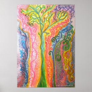 Skriv ut eller Poster med Psychedelic Träd Design