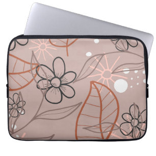 Skriv ut en vit blomma och Löv Laptop Fodral