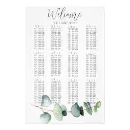 Skriv ut enkelt Eucalyptus Löv Bröllop-sätesdiagra Fototryck