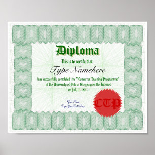 Skriv ut ett diplomatcertifikat poster