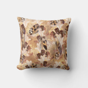 Skriv ut Exotic Mix Brown Tones Bird Fjäder Kudde