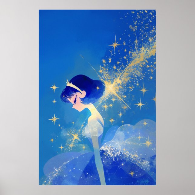 Skriv ut Fairy Princess Minimal Stil Poster (Framsidan)