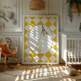 Skriv ut fånig Goose Gult Nursery Wall Poster