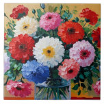 Skriv ut färdigt konst kakelplatta<br><div class="desc">Färgfull blomgrafik,  illustration av blommigten.</div>