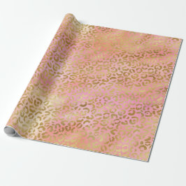 Skriv ut färgen Peach Cream Rosa Gult Guld Leopard Presentpapper