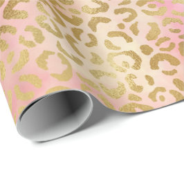 Skriv ut färgen Peach Cream Rosa Gult Guld Leopard Presentpapper