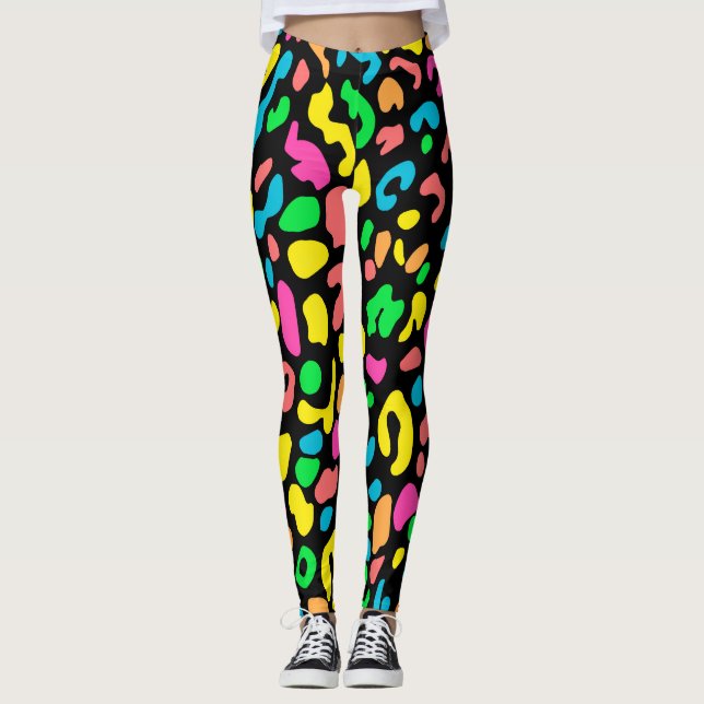 Skriv ut färglöst leopard leggings (Framsida)