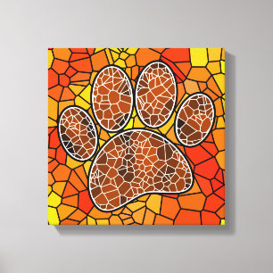 Skriv ut färglöst Mosaic Art Hund Paw Canvastryck