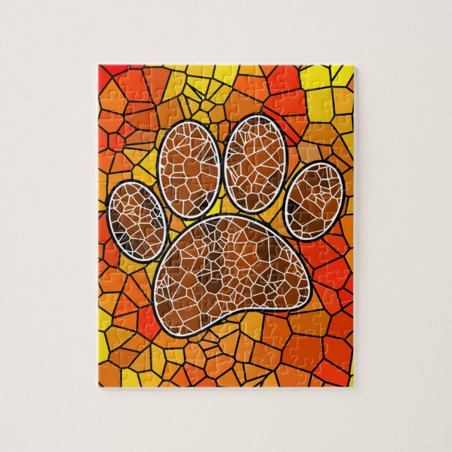 Skriv ut färglöst Mosaic Art Hund Paw Pussel (Vertikal)