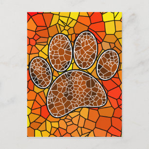 Skriv ut färglöst Mosaic Art Hund Paw Vykort