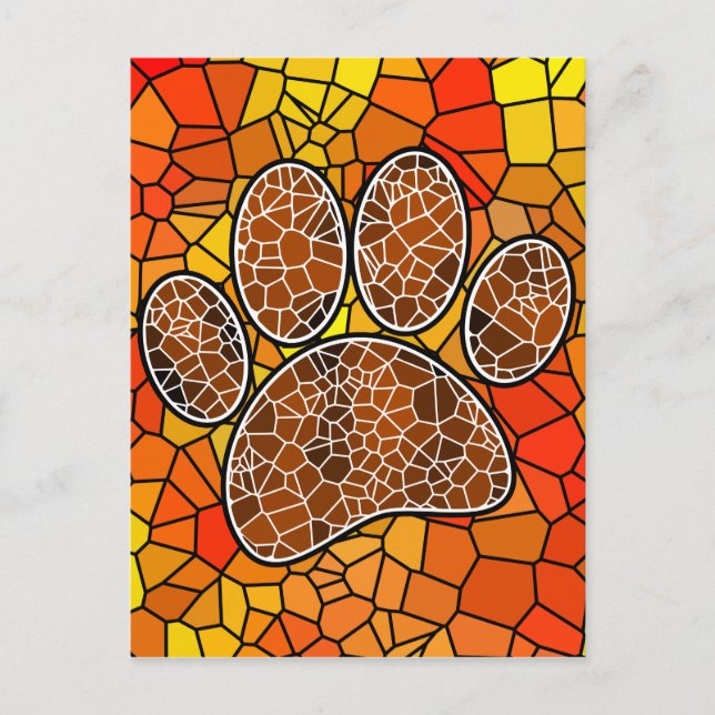 Skriv ut färglöst Mosaic Art Hund Paw Vykort (Framsida)