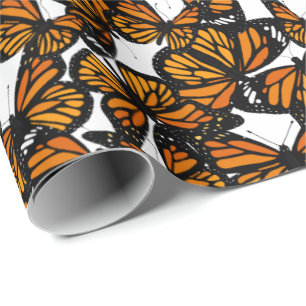 Skriv ut färgstarka Orangar med monarch Butterflie Presentpapper