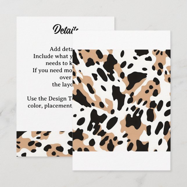 Skriv ut Farm Bröllop Cowhide Tilläggskort (Fram/baksida)