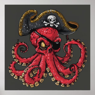 Skriv ut färsk röd oktopus poster