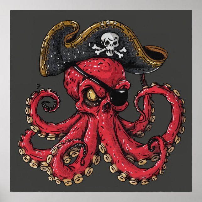 Skriv ut färsk röd oktopus poster (Framsidan)