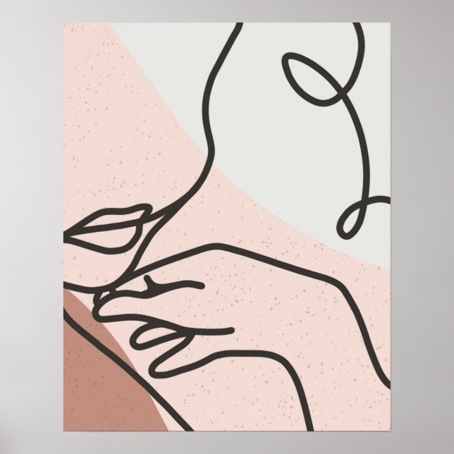 Skriv ut femma Figur One Line Teckning Abstrakt Ar Poster (Framsidan)