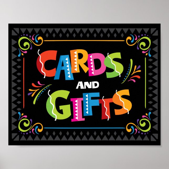 Skriv ut Fiesta CARDS OCH GIFTS Party Poster (Framsidan)