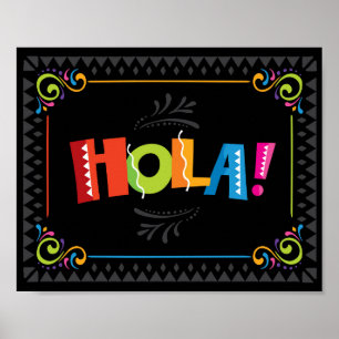 Skriv ut Fiesta HOLA Party-tecken Poster