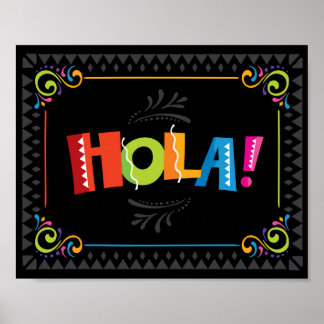 Skriv ut Fiesta HOLA Party-tecken Poster