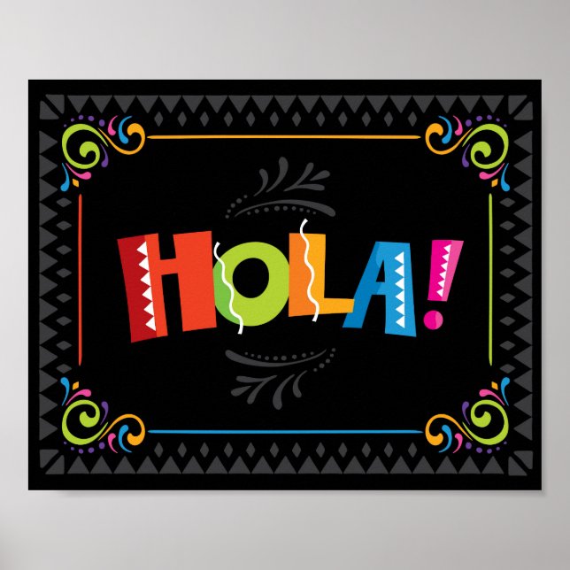 Skriv ut Fiesta HOLA Party-tecken Poster (Framsidan)