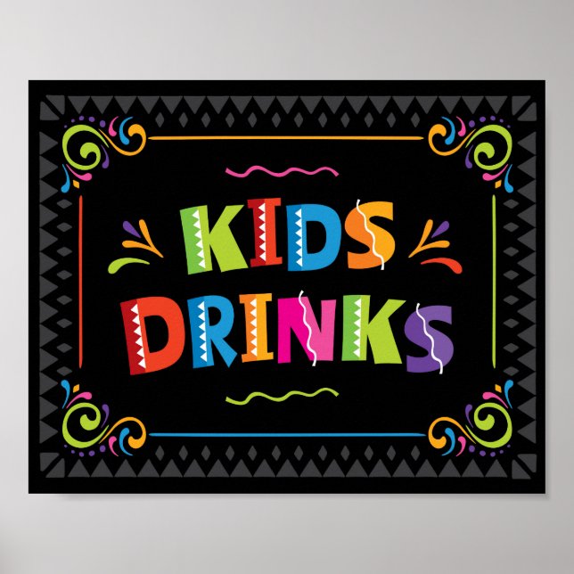 Skriv ut Fiesta KIDS DRINKS Party Poster (Framsidan)