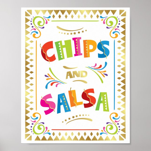 Skriv ut Fiesta Party CHIP AND SALSA-signatur Poster (Framsidan)