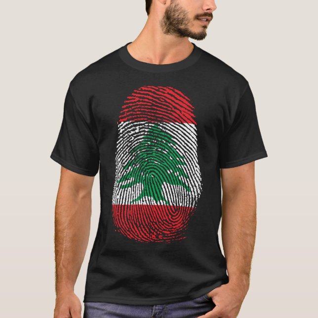 Skriv ut finger - Libanon T Shirt (Framsida)