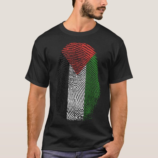 Skriv ut finger - Palestina T Shirt (Framsida)