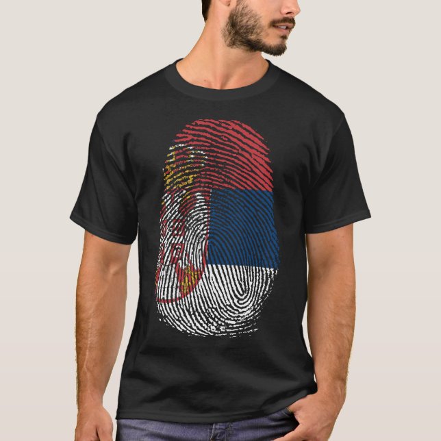 Skriv ut finger - Serbien T Shirt (Framsida)