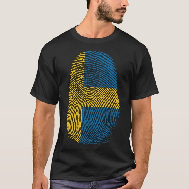 Skriv ut finger - Sverige | Sverige T Shirt (Framsida)