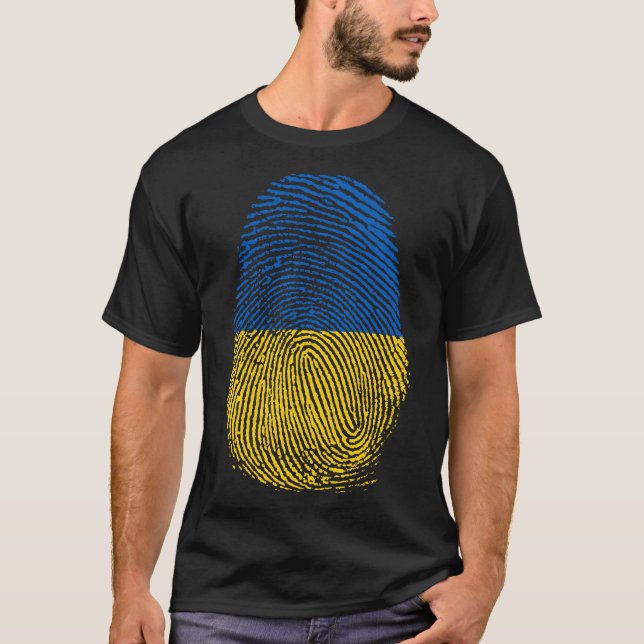 Skriv ut finger - Ukraina T Shirt (Framsida)