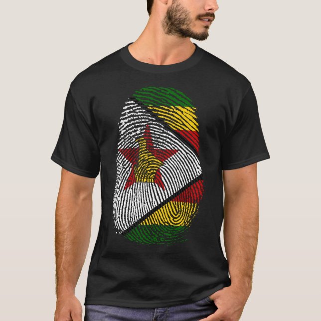 Skriv ut finger - Zimbabwe T Shirt (Framsida)