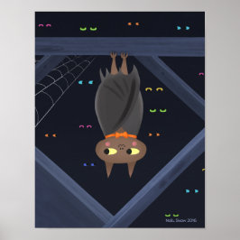 Skriv ut Fladdermus i halloween Cute Poster