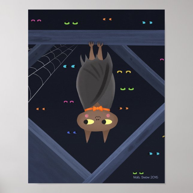 Skriv ut Fladdermus i halloween Cute Poster (Framsidan)