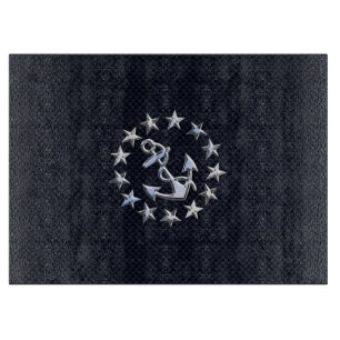 Skriv ut Flagga Blue Carbon Fiber Nautical Chrome