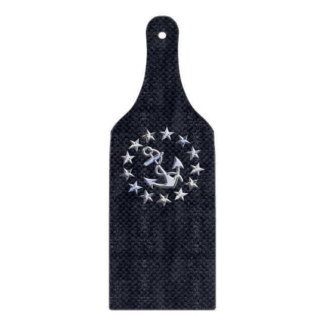 Skriv ut Flagga Blue Carbon Fiber Nautical Chrome  (Framsidan)