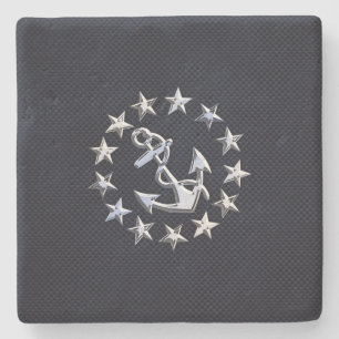 Skriv ut Flagga Blue Carbon Fiber Nautical Chrome Stenunderlägg