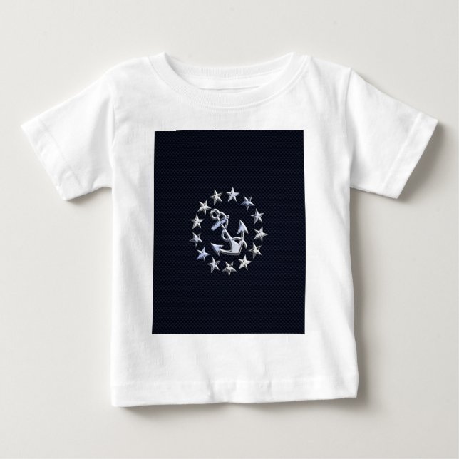 Skriv ut Flagga för marint blåkolsfiber Nautical Y Tee Shirt (Framsida)