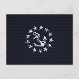 Skriv ut Flagga för marint blåkolsfiber Nautical Y Vykort