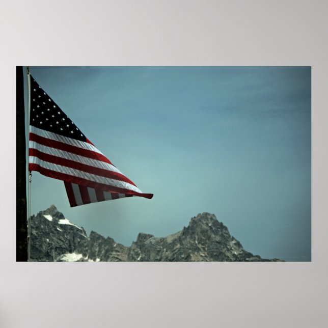 Skriv ut flagga över Teton Poster (Framsidan)