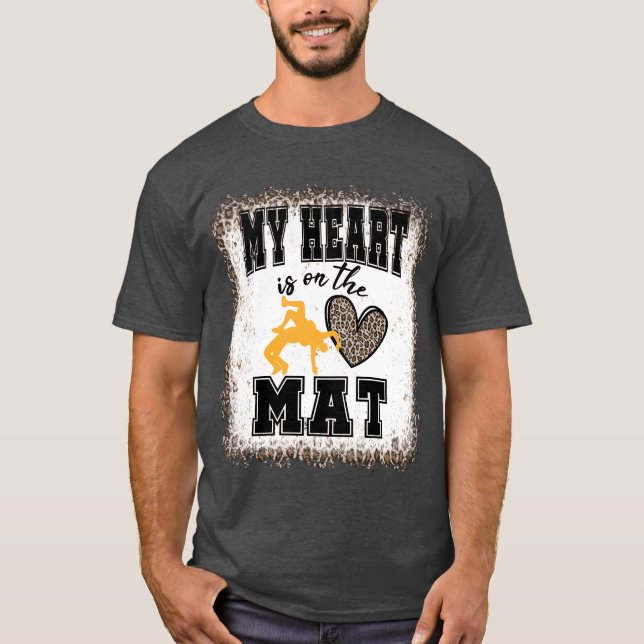 Skriv ut flickan Wrestling Mor Bleached Leopard T Shirt (Framsida)