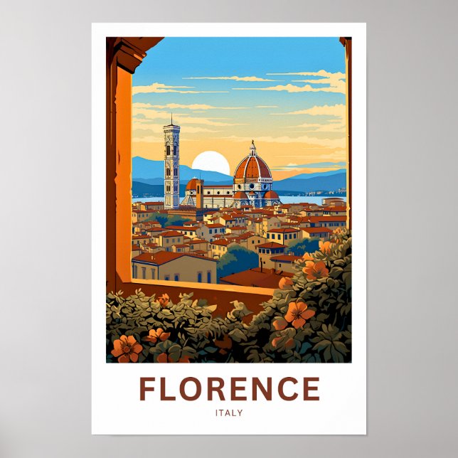 Skriv ut Florence Italien Travel Poster (Framsidan)