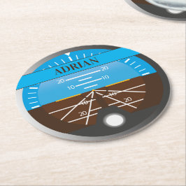 Skriv ut flygledarens Co-Pilot Flight Instrument Underlägg Papper Rund