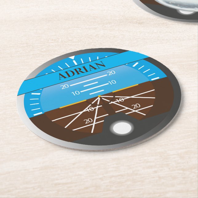 Skriv ut flygledarens Co-Pilot Flight Instrument Underlägg Papper Rund (Vinklad)