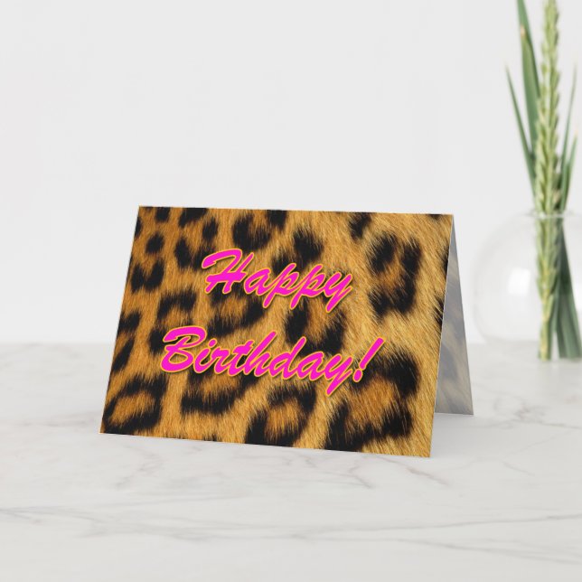 Skriv ut födelsedagskort för leopard kort (Framsida)